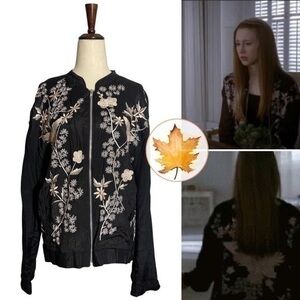 Topshop • Chinoiserie Floral Embroidered Satin Bomber Jacket US 8 ASO Zoe Benson